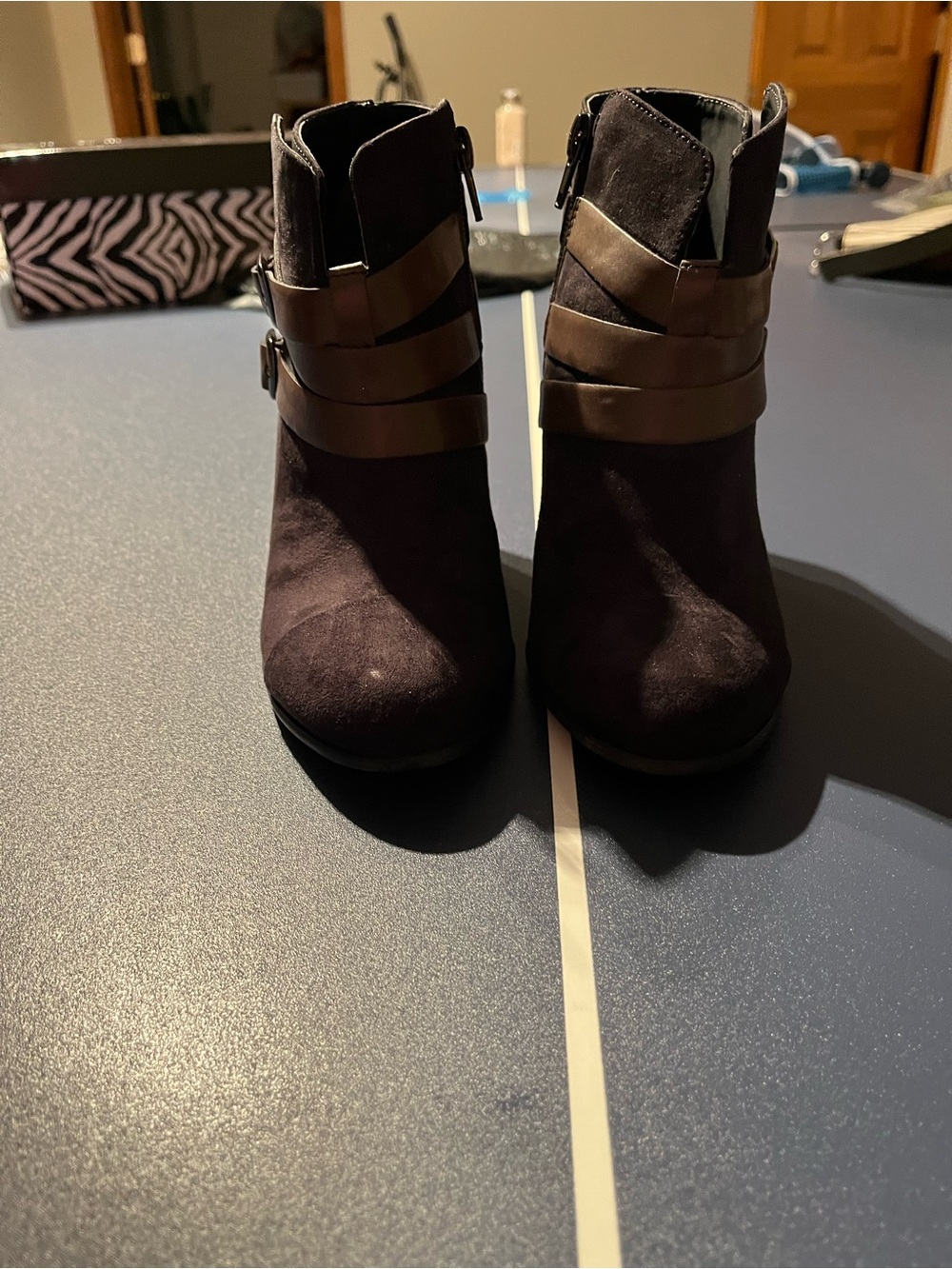 Carlos by Carlos Santana Black Suede Ankle Boots with Wrap Straps